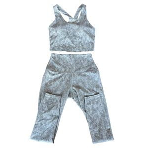 RBX size small white snake skin print workout legging set fitted comfy buttery